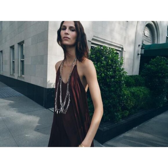 ZARA ZW COLLECTION LONG SATIN DRESS - Picture 11 of 14